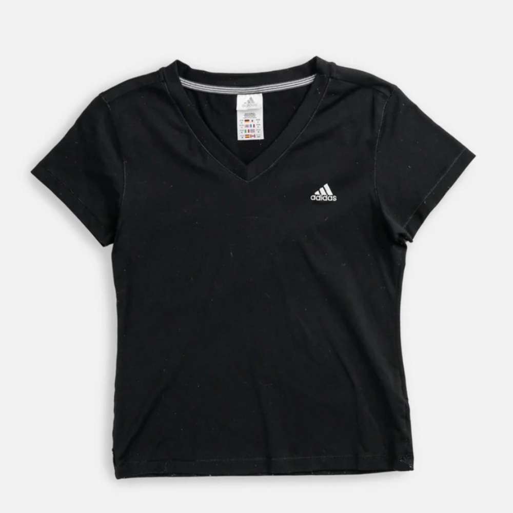Adidas Black V-Neck Tee‎ with Logo